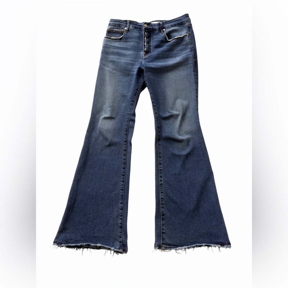 Good American Good Leg Button Fly Flare Jeans size 12 / 31
